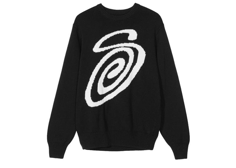 STUSSY Streetwear Stussy Curly S Logo Sweater Black