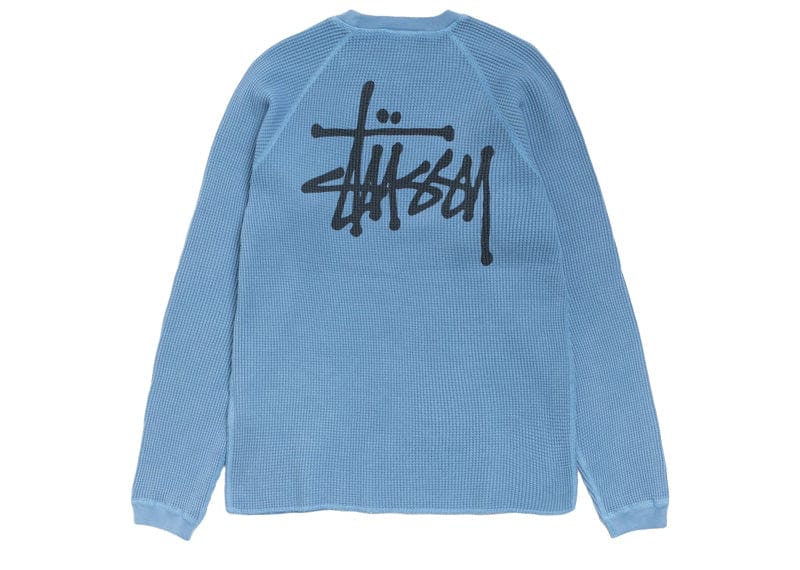 Stussy Raglan Thermal Basic Stock Long Sleeve Dust Blue – Court Order
