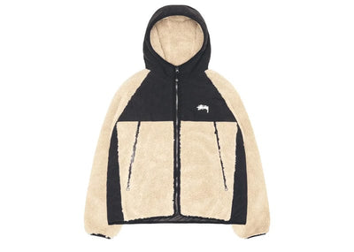Stussy streetwear Stussy Sherpa Paneled Hooded Jacket Beige