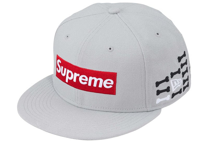 Supreme × New Era 59Fifty Supreme Bones Box Logo New Era 59Fifty Fitted Hat Grey – Court Order