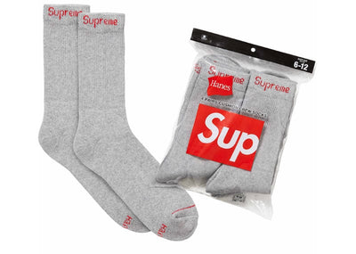 Supreme streetwear Supreme Hanes Crew Socks (4 Pack) Heather Grey