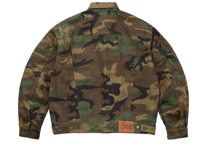 ジャケット・アウター Supreme Jacquard Logos Denim Jacket Supreme Jacquard Logos Denim Trucker Jacket Woodland Camo – Court