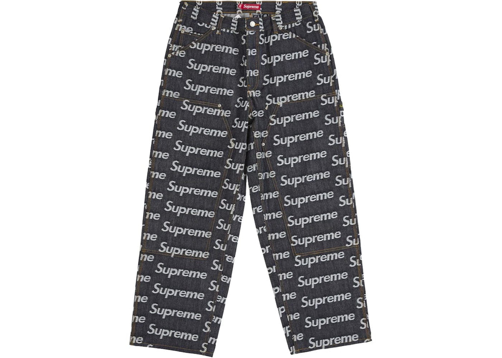 supreme シャカパン M Supreme Jacquard Logos Double Knee Denim Painter Jean Rigid Indigo