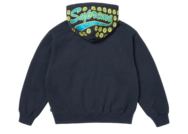 Supreme streetwear Supreme League Champs Zip Up Hooded Sweatshirt Navy