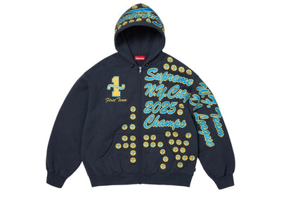 Supreme streetwear Supreme League Champs Zip Up Hooded Sweatshirt Navy