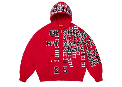 Supreme streetwear Supreme League Champs Zip Up Hooded Sweatshirt Red