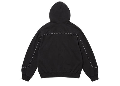 Supreme Piping Zip Up Hooded Sweatshirt Black – Court Order