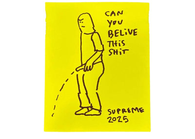 Supreme Accessories Supreme Piss Can You Believe this Sh*t Sticker Yellow