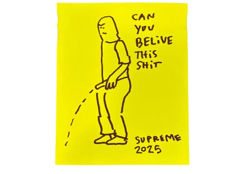 Supreme Accessories Supreme Piss Can You Believe this Sh*t Sticker Yellow
