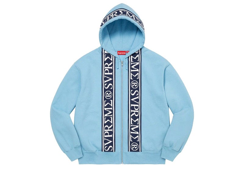 Supreme streetwear Supreme Roman Zip Up Hooded Sweatshirt Light Blue