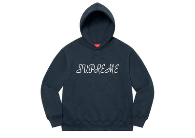supreme streetwear Supreme Script Hooded Sweatshirt 'navy'