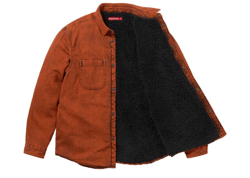 Supreme Shearling Lined Denim Work Shirt Overdyed Orange – Court Order