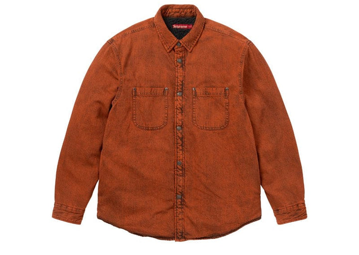 Supreme Shearling Lined Denim Work Shirt Overdyed Orange – Court Order
