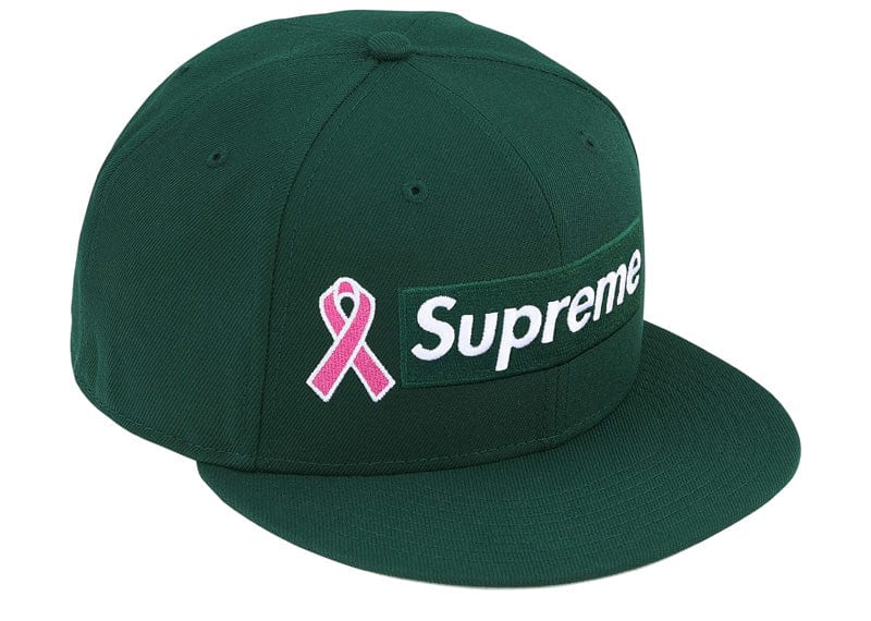 Supreme streetwear Supreme x New Era Breast Cancer Awareness Box Logo Fitted Hat Green 7 3/8