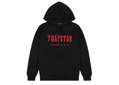 Trapstar Streetwear Trapstar Decoded Centre Chest Red Logo Hoodie Black