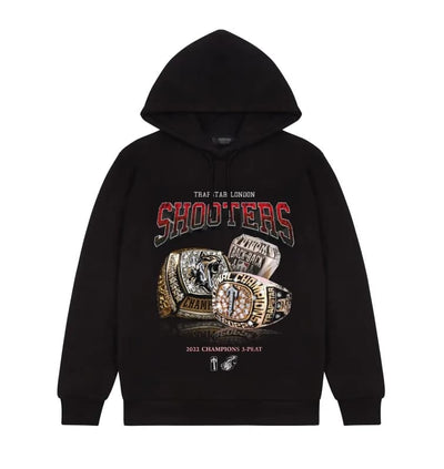 Trapstar Streetwear Trapstar Shooters Three Peat Champions Hoodie Black