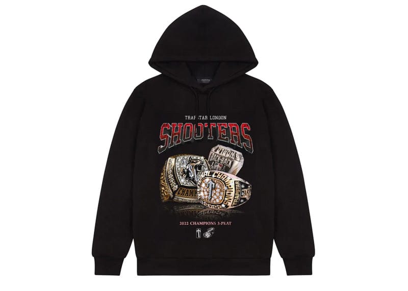Trapstar Streetwear Trapstar Shooters Three Peat Champions Hoodie Black