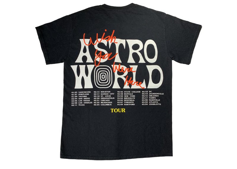 Travis Scott streetwear Travis Scott Astroworld Tour Wish You Were Here Tee Black