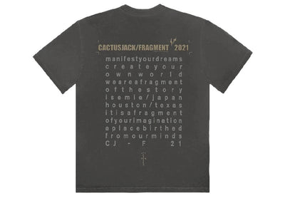 Travis Scott Streetwear Travis Scott Cactus Jack For Fragment Create T-shirt Washed Black