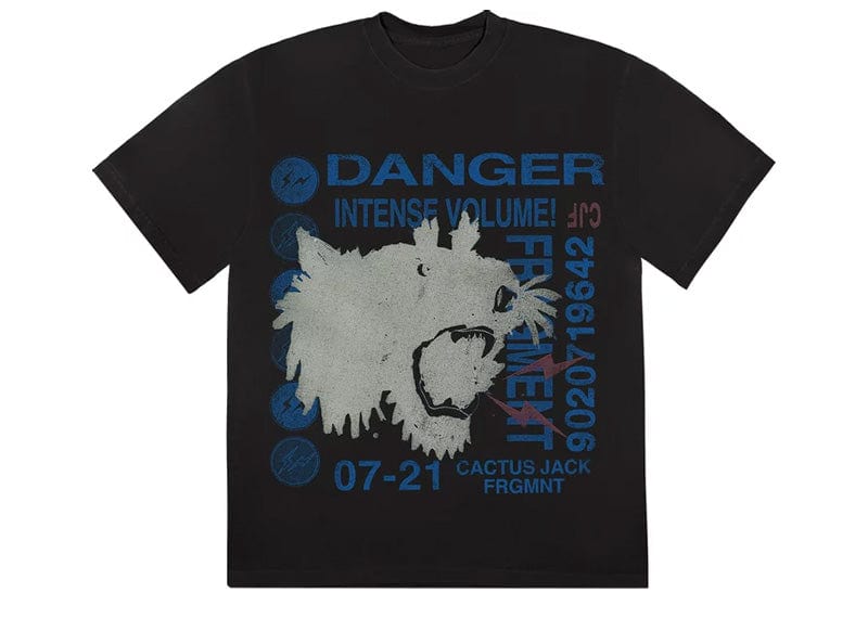 Travis Scott Streetwear Travis Scott Cactus Jack For Fragment Danger Tee Washed Black
