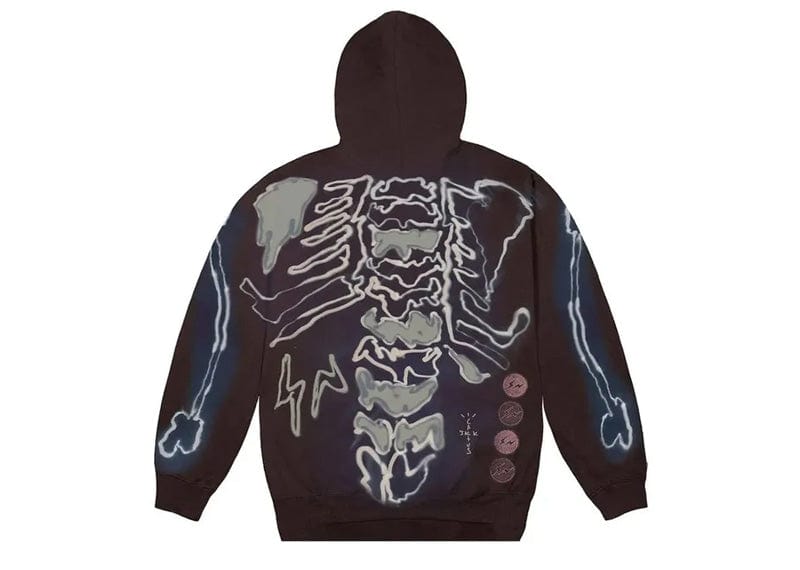 Travis Scott Streetwear Travis Scott Cactus Jack For Fragment Skeleton Graffiti Full Zip Hoodie Multi
