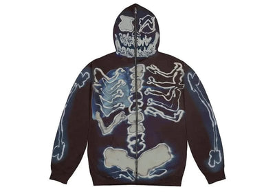 Travis Scott Streetwear Travis Scott Cactus Jack For Fragment Skeleton Graffiti Full Zip Hoodie Multi