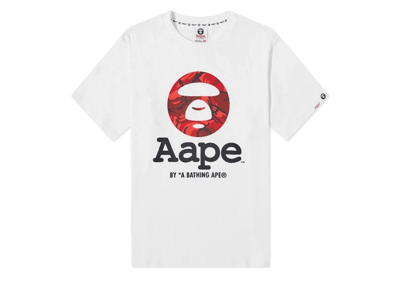 Aape By A Bathing Ape Streetwear AAPE Red Camo Moon Face OG Tee
