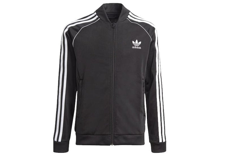 Adidas track jacket white and black best sale