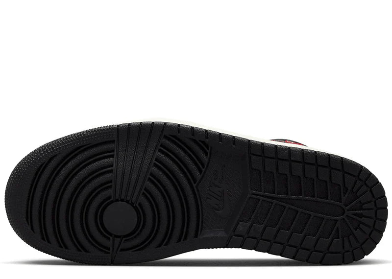 Air Jordan 1 Mid Black Sail Gym Red W