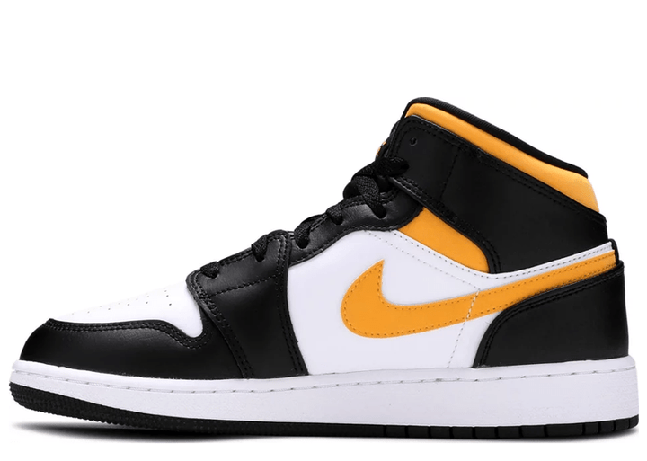 Jordan 1 mid white popular pollen black