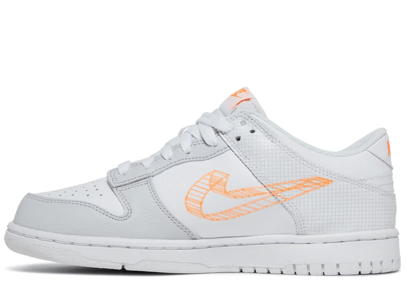 Nike Dunk Low SE 3D Swoosh Pure Platinum Total Orange GS