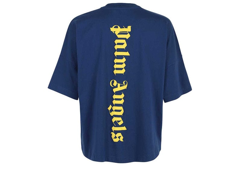 Palm Angels Logo Over T-Shirt Navy Blue/Yellow – Court Order